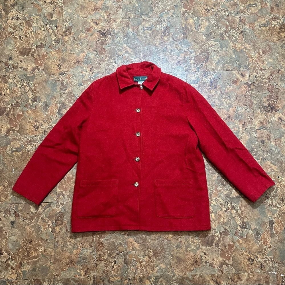 Harve Benard By Benard Holtzman Women’s 100% Wool Red Buttoned Jacket Size 12